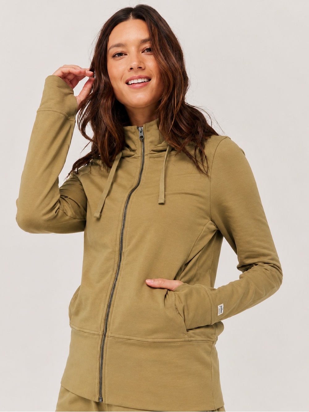 Pact Women's Olive Green Full-Zip Hoodie